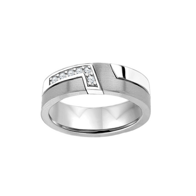 Anel com Diamantes, Ouro Branco (Fosca e Polida) - THE MODERNIST 6,0 mm | Diamantes
