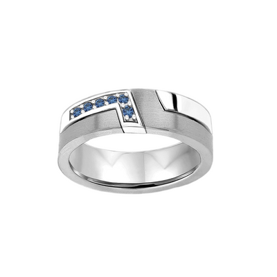Diferenciado anel ouro branco 750 com safiras