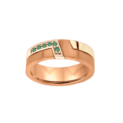Anel com Esmeraldas, Ouro Rosa (Fosca e Polida) - THE MODERNIST 6,0 mm | Esmeraldas
