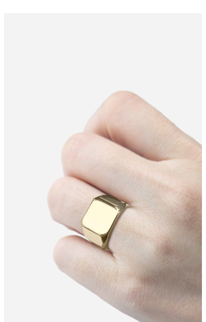 Anel Masculino Quadrado Ouro Amarelo (ODDS Amarelo)