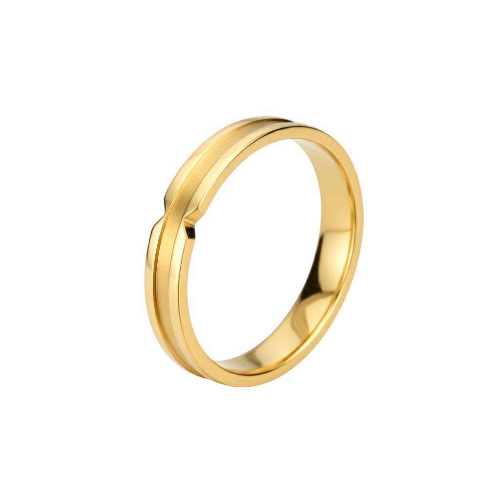 Aliança 4mm, Ouro Amarelo 18k, 2 Níveis - SAINTE-MAXIME