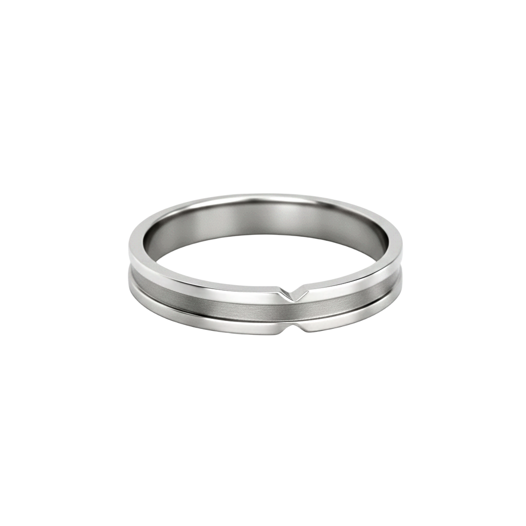 Aliança 4mm, Ouro Branco 18k, 2 Níveis - SAINTE-MAXIME