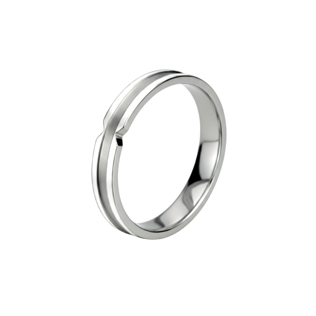 Aliança 4mm, Ouro Branco 18k, 2 Níveis - SAINTE-MAXIME