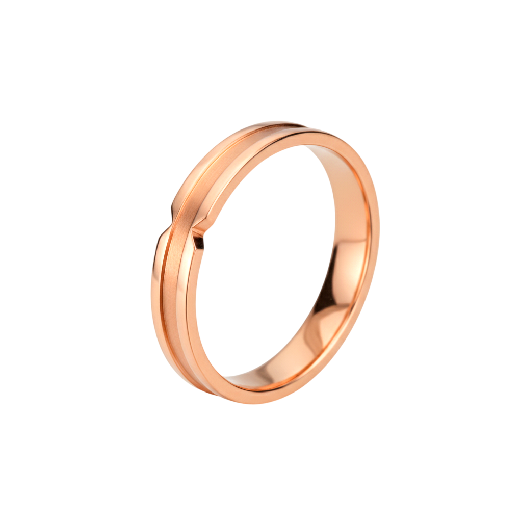 Aliança 4mm, Ouro Rosa 18k, 2 Níveis - SAINTE-MAXIME