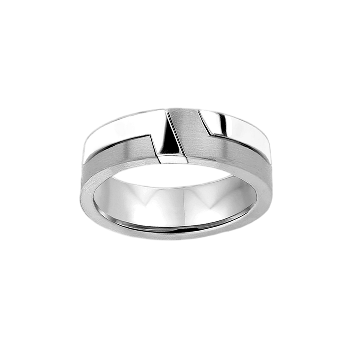 Anel Estrutura Reta, Ouro Branco (Fosca e Polida) - THE MODERNIST 6,0 mm