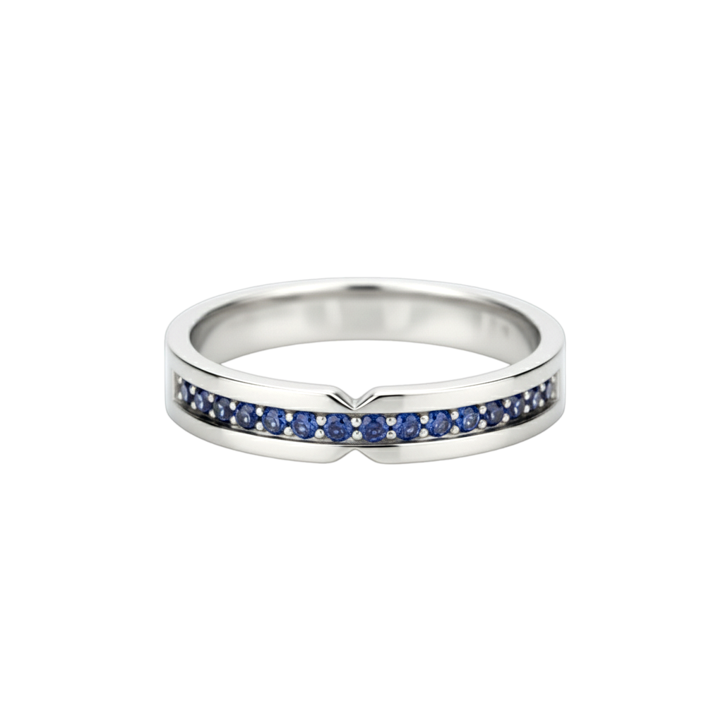 Anel de Safiras, Ouro Branco 18k, 4 MM - SAINTE-MAXIME