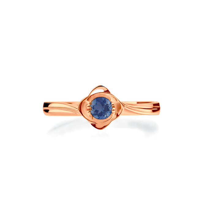 Anel Solitário Ouro Rosa, Safira Azul (LILY Azul)