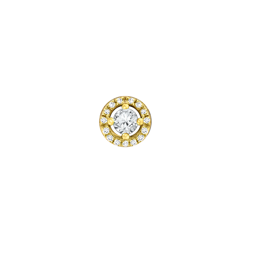 brinco masculino, redondo diamantes, ouro amarelo
