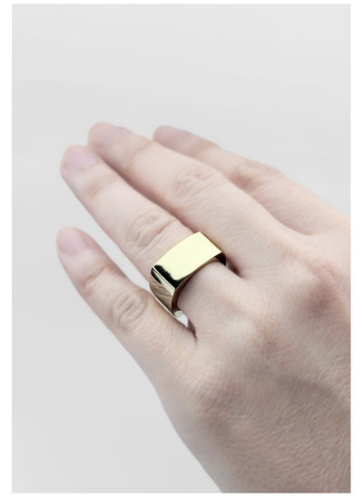 Anel Masculino Quadrado, Ouro Amarelo 8,0 mm - MADISON