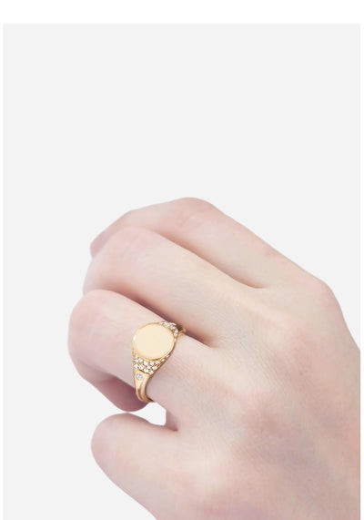 Anel Signet com Diamantes, Ouro Amarelo - MARCHESE