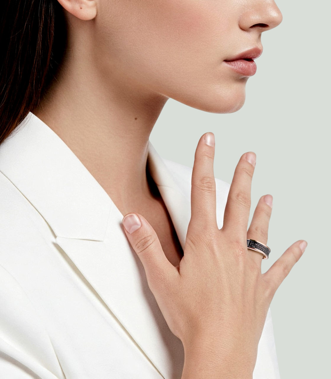 Anel com Diamantes Negros de Ouro Rosa e Negro Paladinado - MAX XL