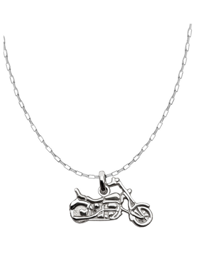 Pingente Motocicleta Ouro Branco, Corrente Inclusa* - MOTORCYCLE The Resort Collection