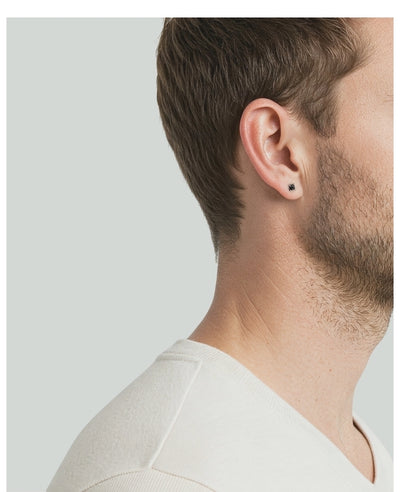 Brinco Masculino Diamante Negro de Ouro Branco