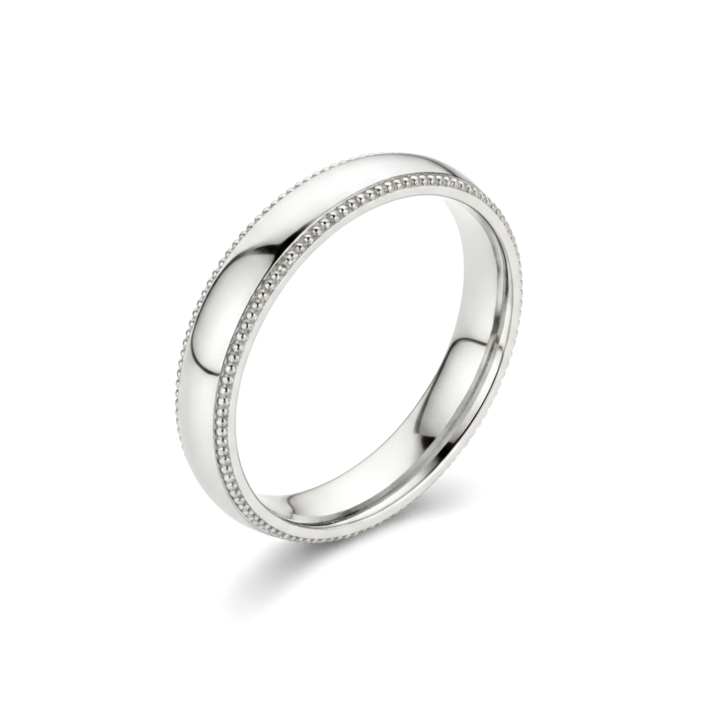alianca abaulada ouro branco tradicional 5,0 mm