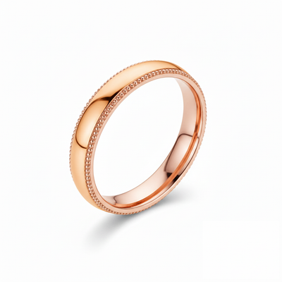 alianca trabalhada ouro rose 5,0 mm abaulada