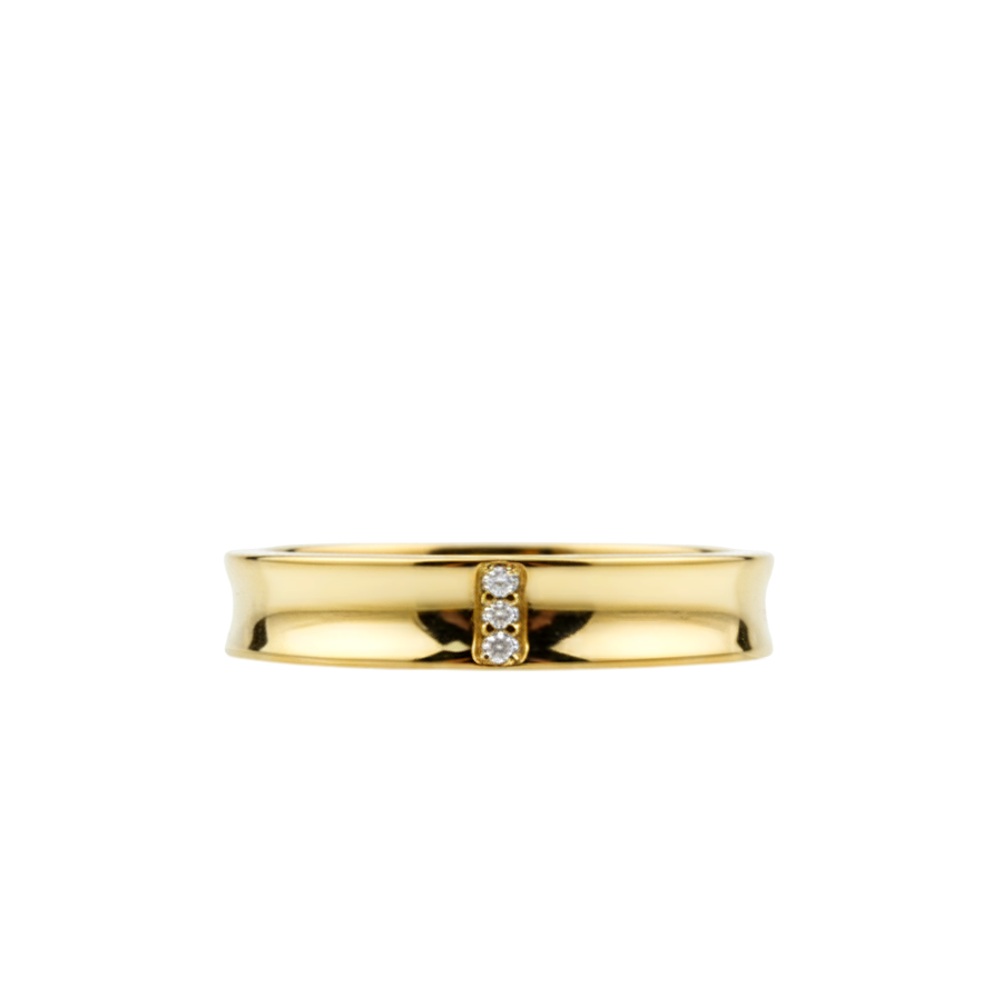 Aliança Côncava Ouro Amarelo com diamantes - TAYLOR