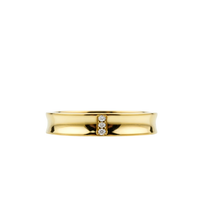Aliança Côncava Ouro Amarelo com diamantes - TAYLOR
