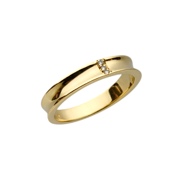 Aliança Côncava Ouro Amarelo com diamantes - TAYLOR