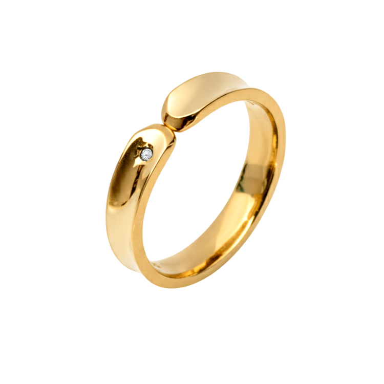 alianca diferente concava ouro amarelo com diamante