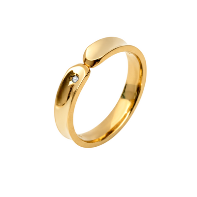 alianca diferente concava ouro amarelo com diamante