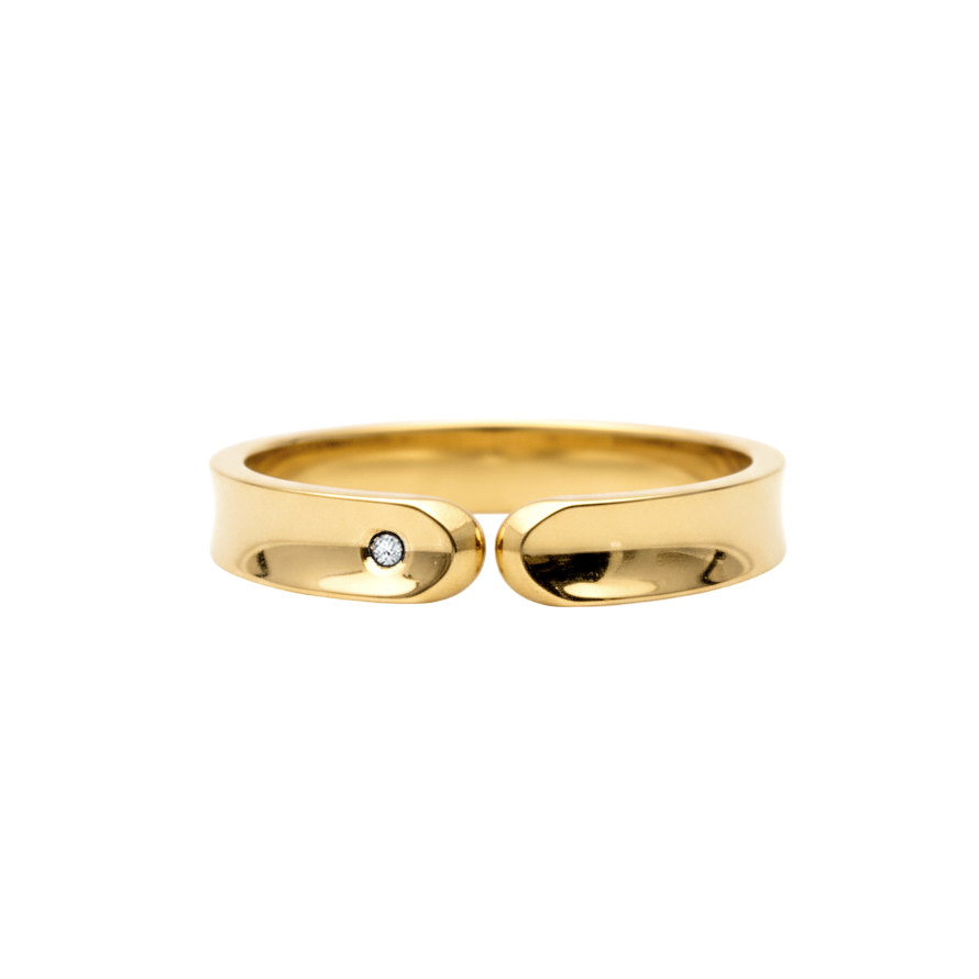 alianca diferente concava ouro amarelo com diamante