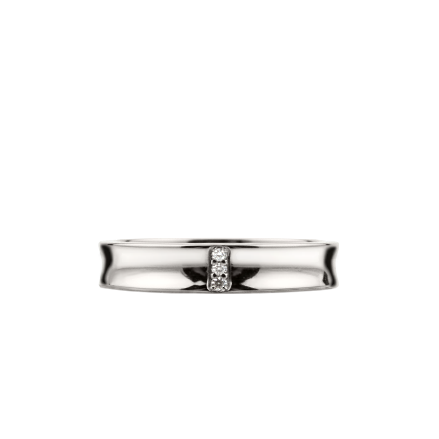 Aliança Côncava Ouro Branco com Diamantes - TAYLOR