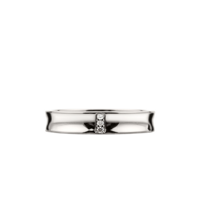 Aliança Côncava Ouro Branco com Diamantes - TAYLOR