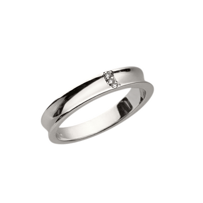 Aliança Côncava Ouro Branco com Diamantes - TAYLOR