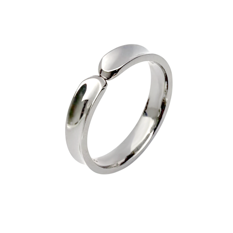 alianca diferente concava ouro branco com diamante