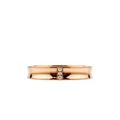 Aliança Côncava Ouro Rosa com Diamantes - TAYLOR