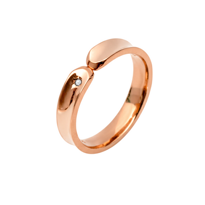 aliança ouro rosa com diamante, côncava