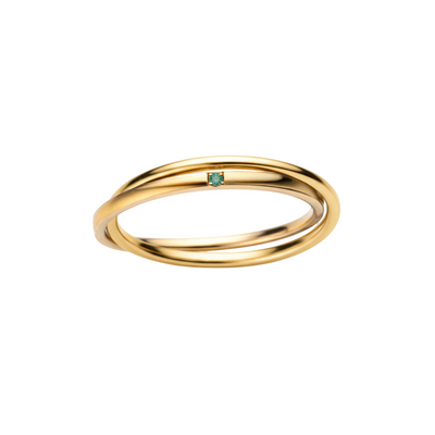 Aliança de Casamento Ouro Amarelo e Esmeralda