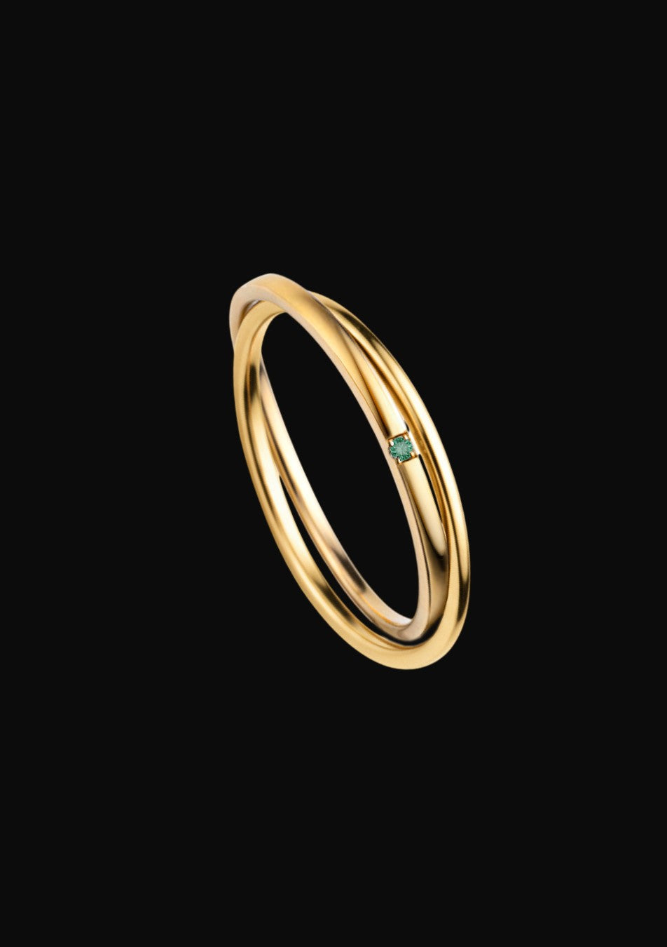 Aliança de Casamento Ouro Amarelo e Esmeralda