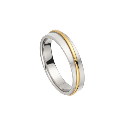 Aliança de Casamento Ouro Branco com Fio de Ouro Amarelo - ARC