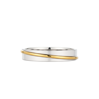 Aliança de Casamento Ouro Branco com Fio de Ouro Amarelo - ARC