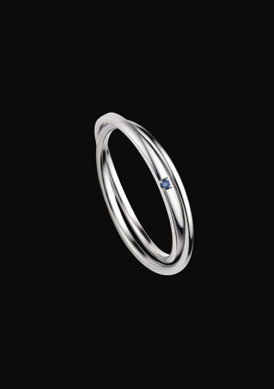 Aliança de Casamento Ouro Branco e Safira