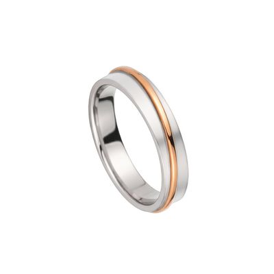 Aliança de Casamento Ouro Branco com Fio de Ouro Rosé - ARC