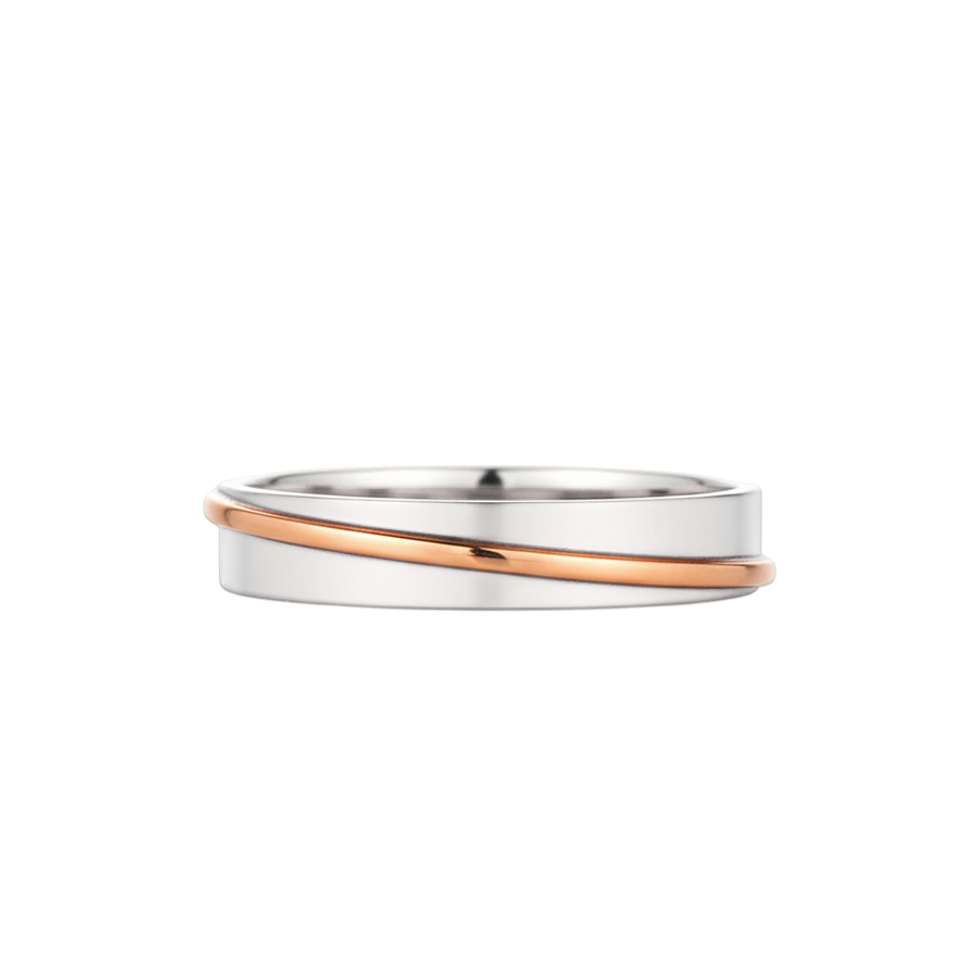 Aliança de Casamento Ouro Branco com Fio de Ouro Rosé - ARC