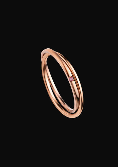 Aliança de Casamento Ouro Rosa e Rubi