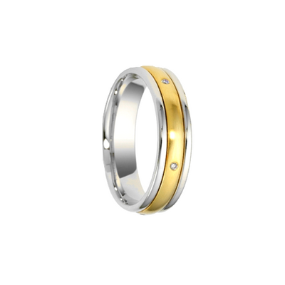 Aliança em Ouro Branco e Amarelo com Diamantes - DOUBLE 5,0 mm