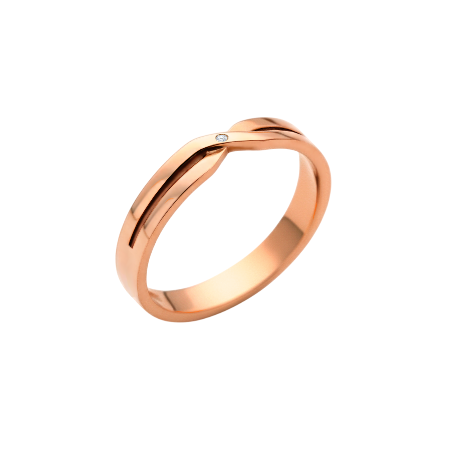 Aliança INFINITO de Ouro Rosé com Diamante