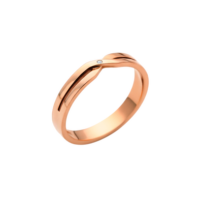 Aliança INFINITO de Ouro Rosé com Diamante