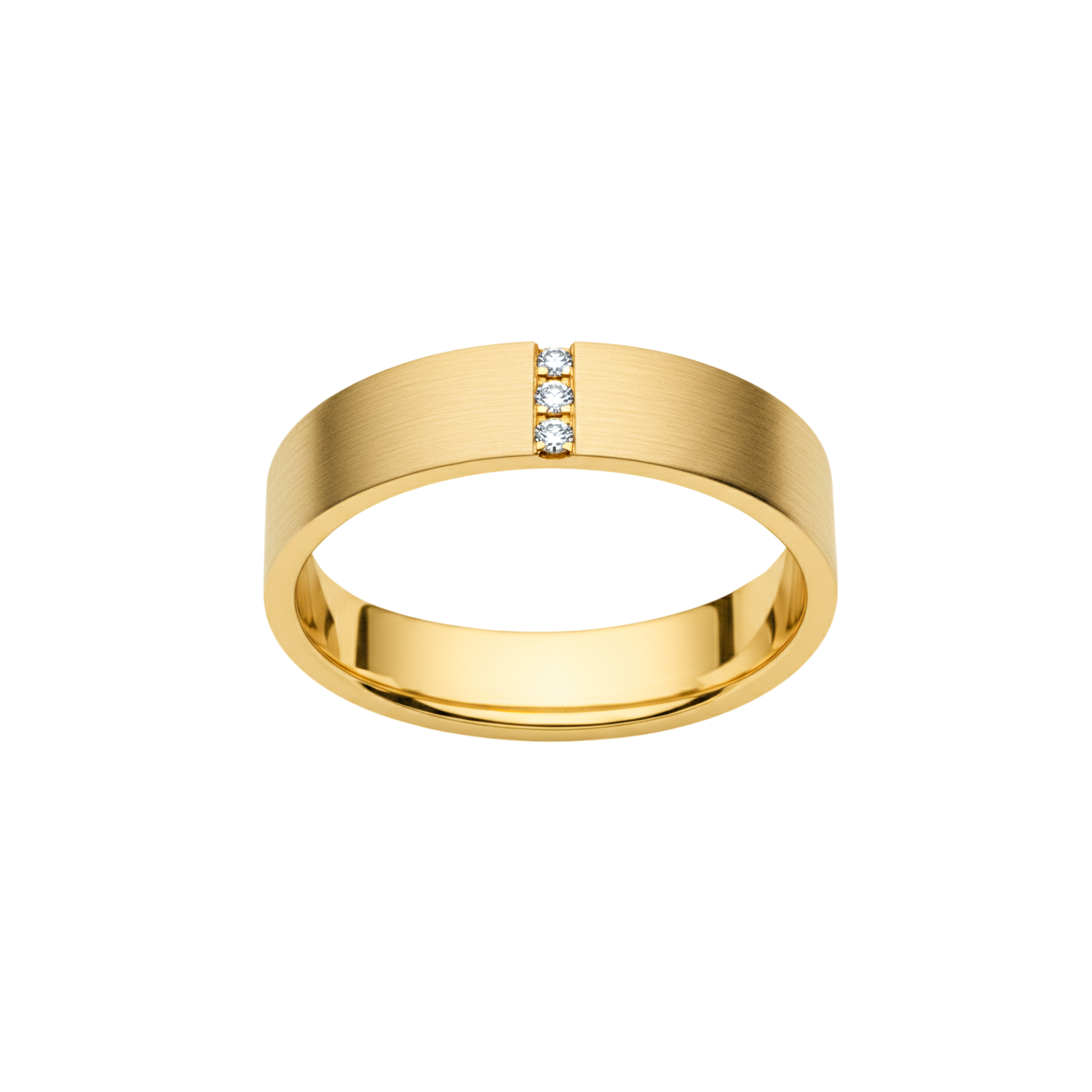 Aliança Ouro Amarelo com Diamantes - ONE S Fosco