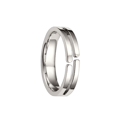 aliança ouro branco 4mm aro vazado e aberto descentralizado ETERNITY Vazado