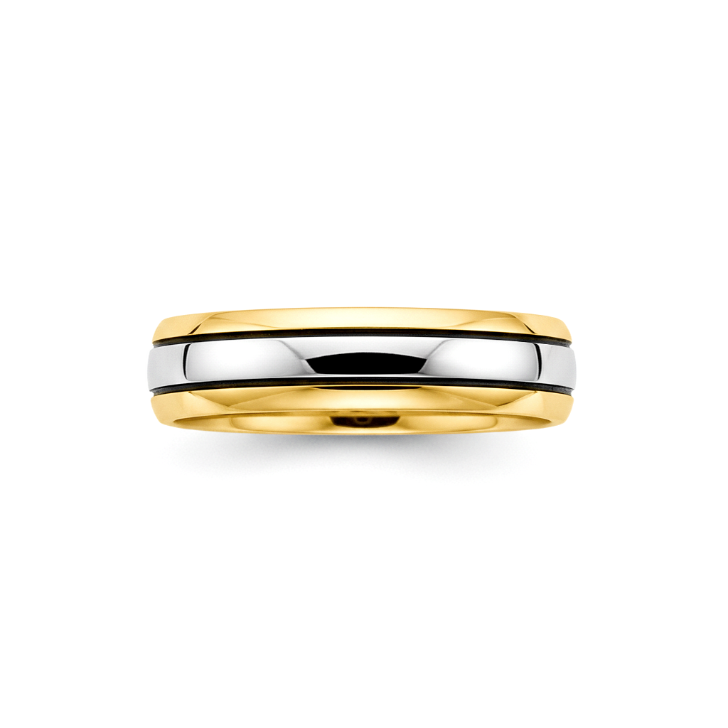 Aliança em Ouro Amarelo e Branco - FRISSON 5,5 mm