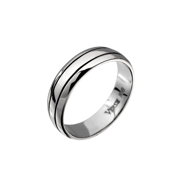 Anel Masculino Ouro Branco Paladinado - FRISSON 5,5 mm
