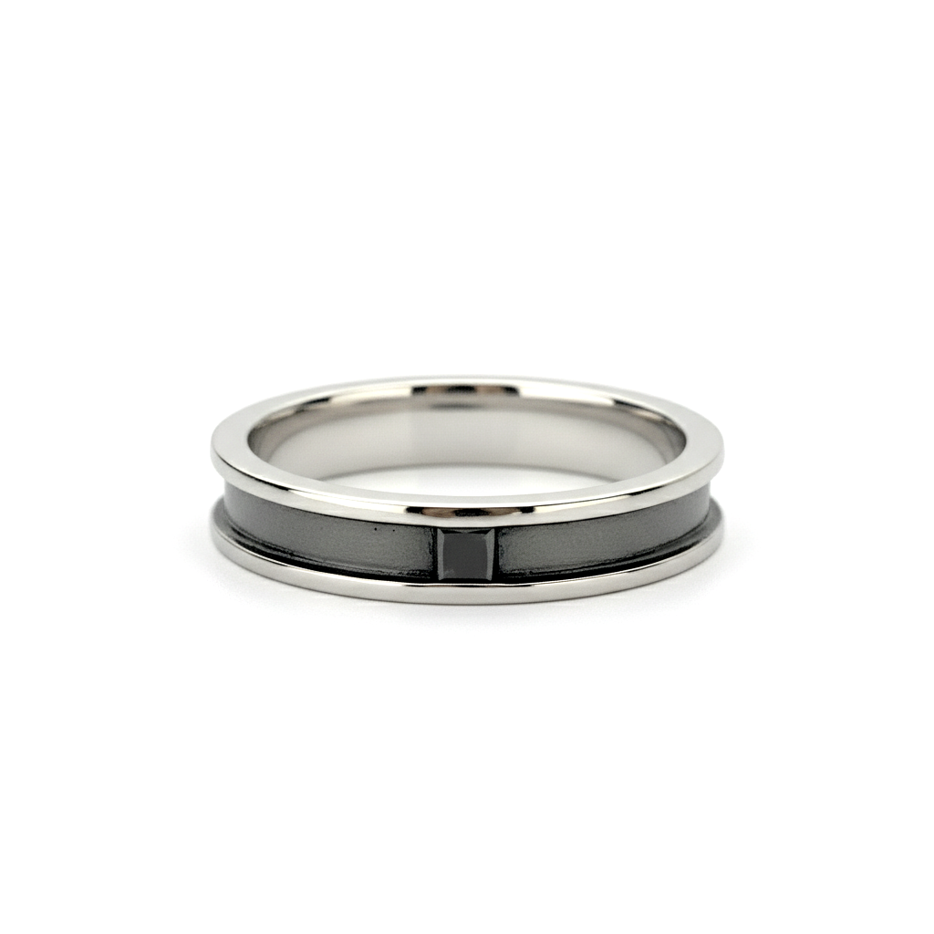 Anel Masculino Ouro Branco e Ouro Negro - MERIDIAN