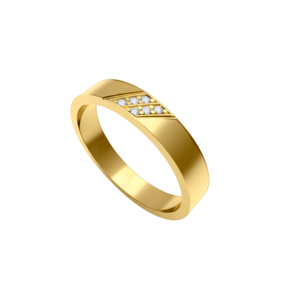 aliança reta ouro amarelo e diamantes