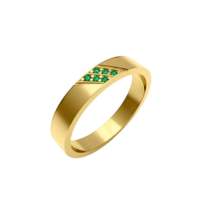 aliança com esmeraldas ouro amarelo