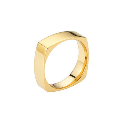 aliança quadrada ouro amarelo 5,5 mm